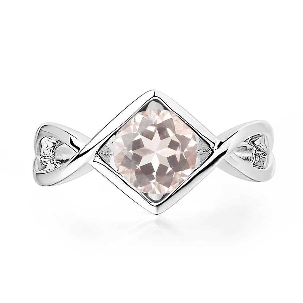Morganite Bezel Set Infinity Solitaire Ring - LUO Jewelry #metal_14k white gold