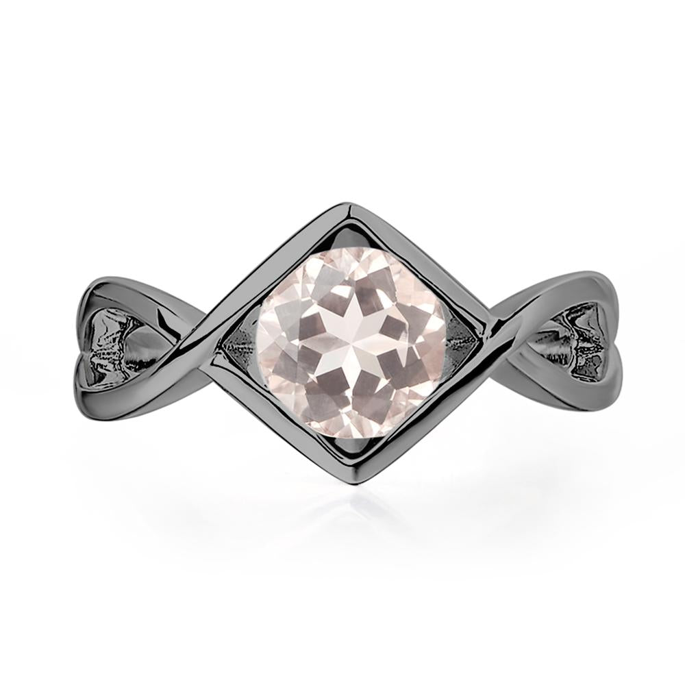 Morganite Bezel Set Infinity Solitaire Ring - LUO Jewelry #metal_black finish sterling silver