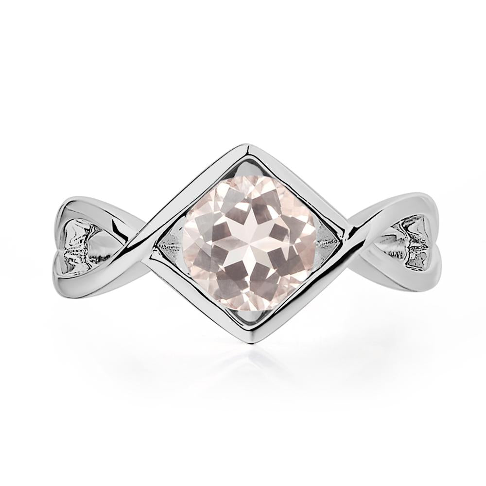 Morganite Bezel Set Infinity Solitaire Ring - LUO Jewelry #metal_platinum