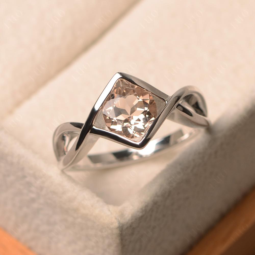 Morganite Bezel Set Infinity Solitaire Ring - LUO Jewelry