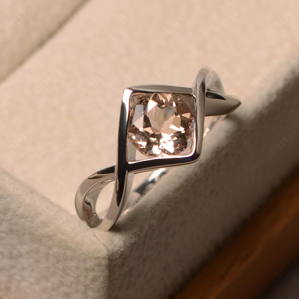 Morganite Bezel Set Infinity Solitaire Ring - LUO Jewelry