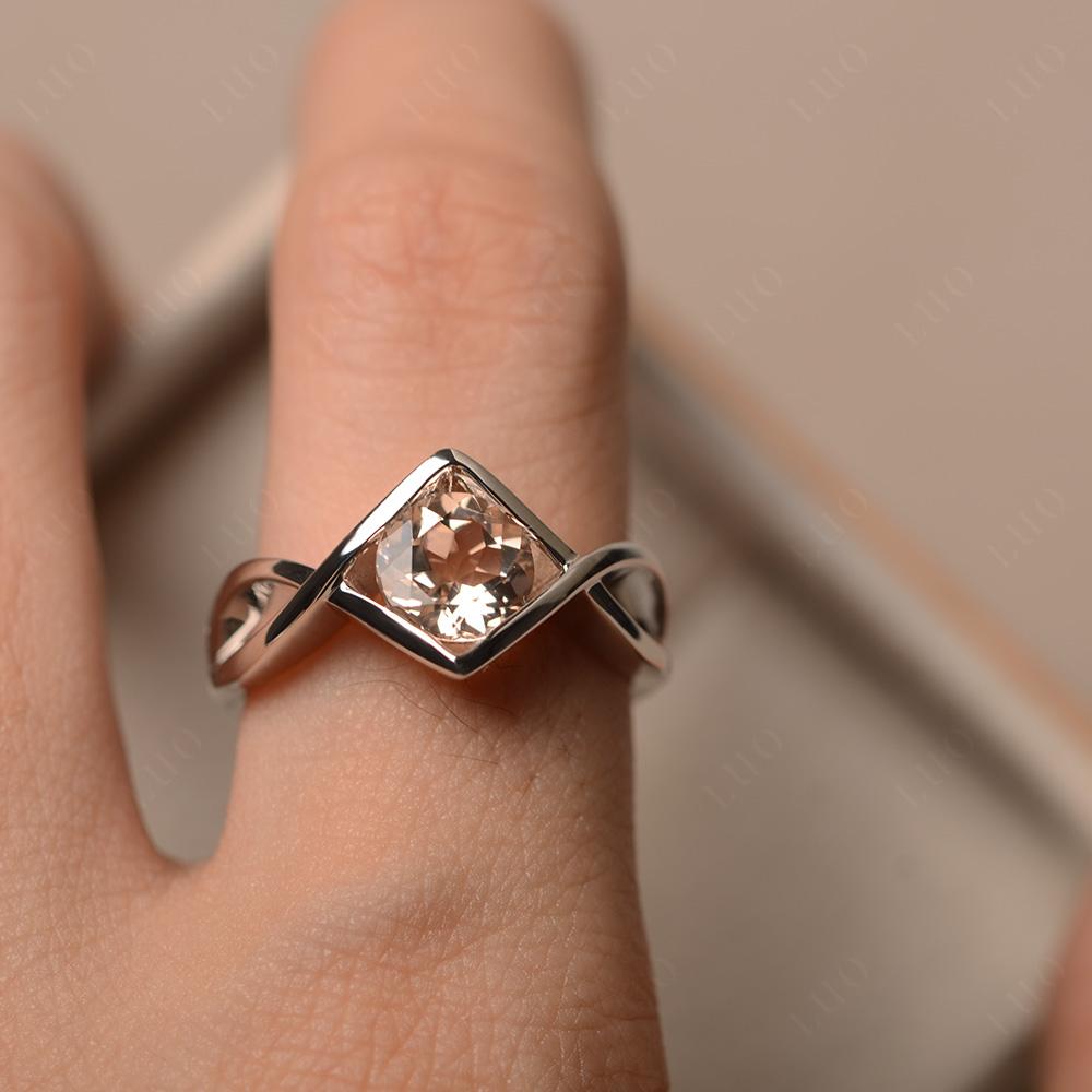 Morganite Bezel Set Infinity Solitaire Ring - LUO Jewelry