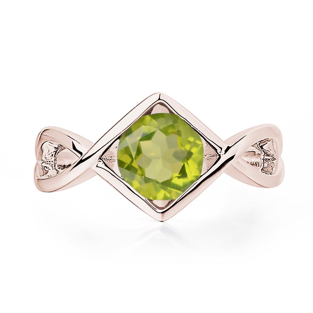 Peridot Bezel Set Infinity Solitaire Ring - LUO Jewelry #metal_14k rose gold