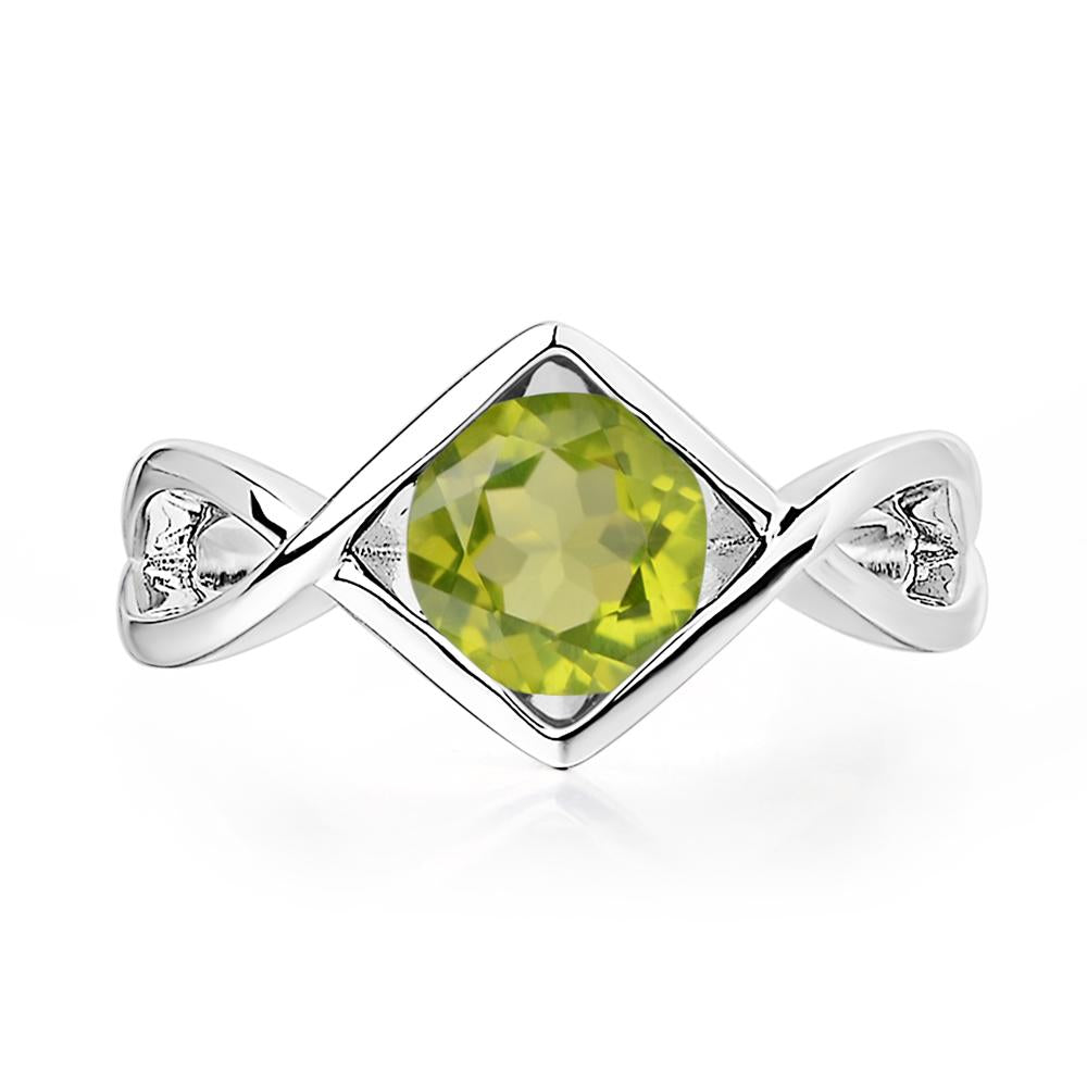Peridot Bezel Set Infinity Solitaire Ring - LUO Jewelry #metal_14k white gold