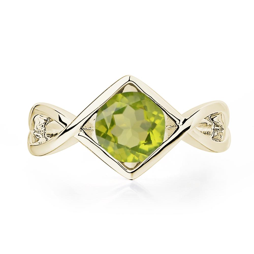Peridot Bezel Set Infinity Solitaire Ring - LUO Jewelry #metal_14k yellow gold