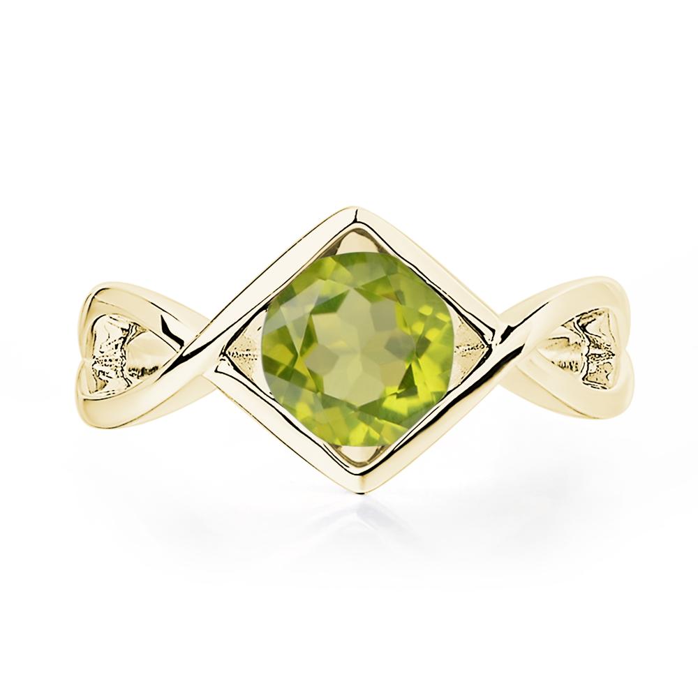 Peridot Bezel Set Infinity Solitaire Ring - LUO Jewelry #metal_18k yellow gold