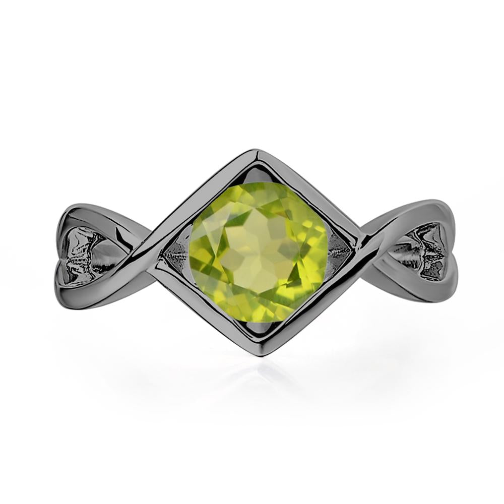 Peridot Bezel Set Infinity Solitaire Ring - LUO Jewelry #metal_black finish sterling silver