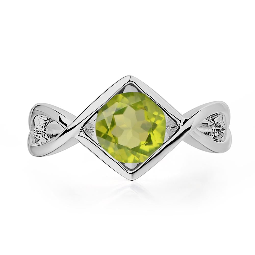 Peridot Bezel Set Infinity Solitaire Ring - LUO Jewelry #metal_platinum