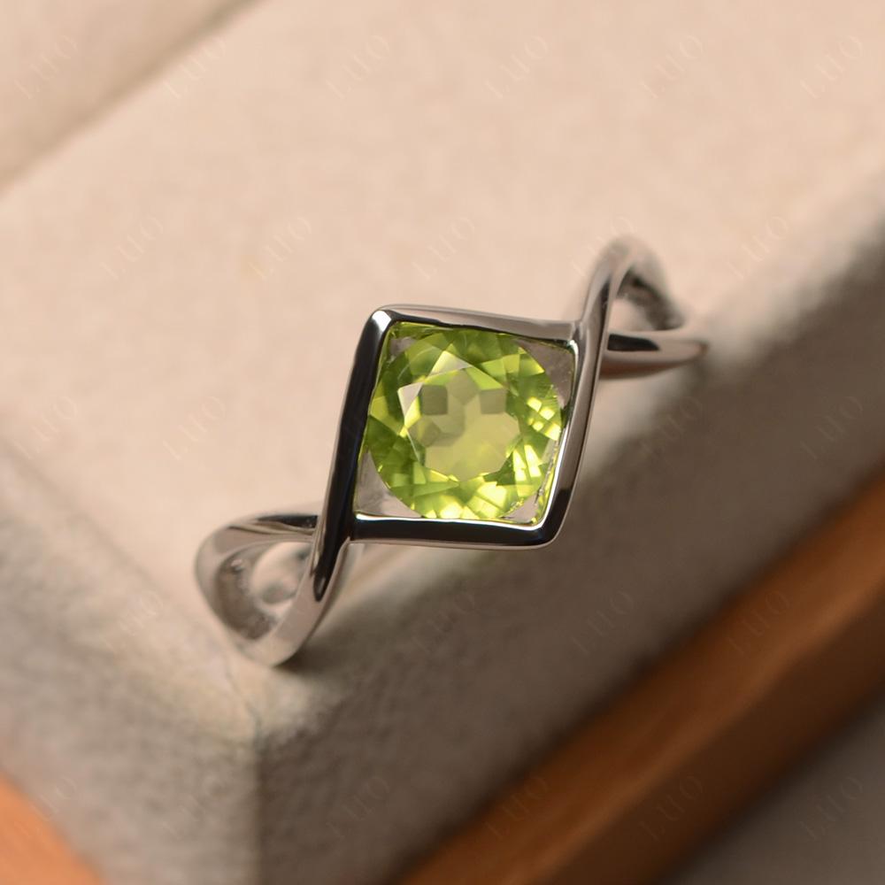 Peridot Bezel Set Infinity Solitaire Ring - LUO Jewelry