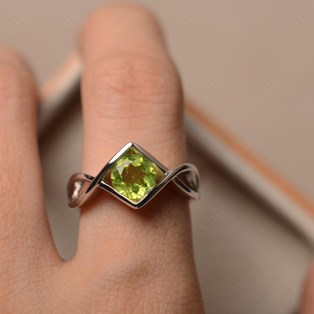 Peridot Bezel Set Infinity Solitaire Ring - LUO Jewelry