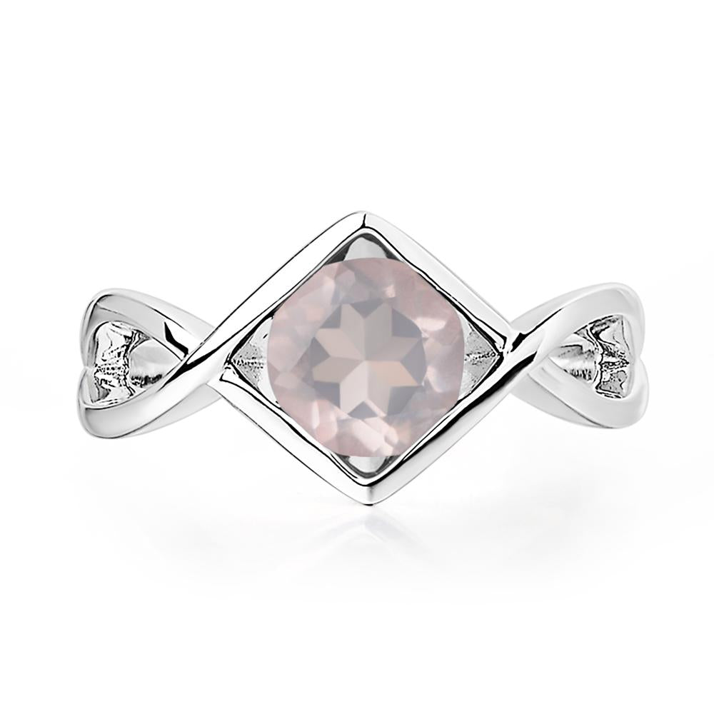 Rose Quartz Bezel Set Infinity Solitaire Ring - LUO Jewelry #metal_14k white gold