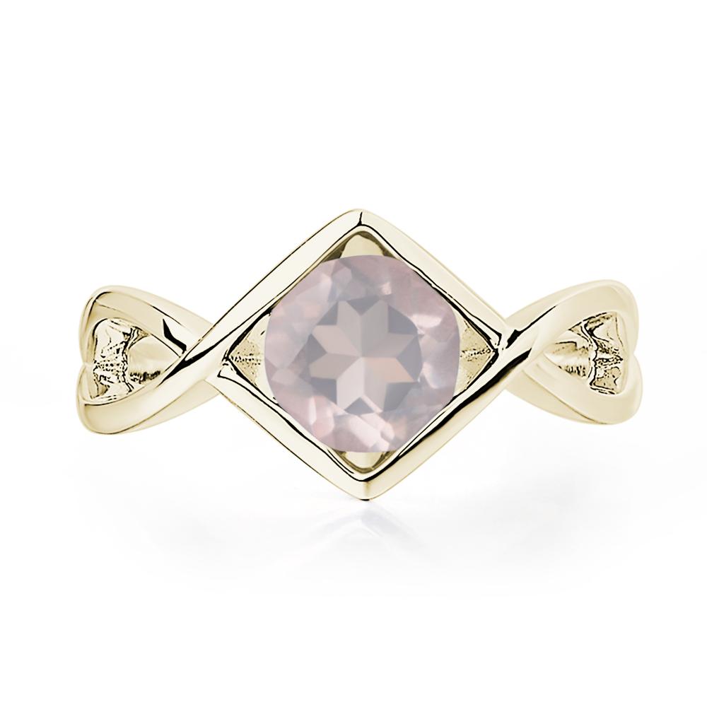 Rose Quartz Bezel Set Infinity Solitaire Ring - LUO Jewelry #metal_14k yellow gold