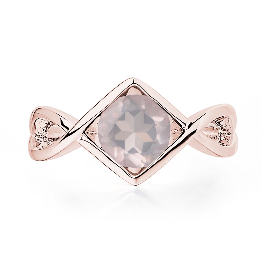 Rose Quartz Bezel Set Infinity Solitaire Ring - LUO Jewelry #metal_18k rose gold