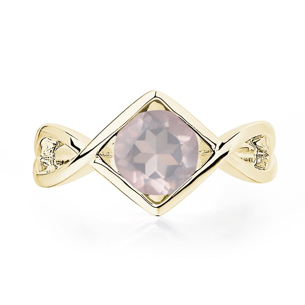 Rose Quartz Bezel Set Infinity Solitaire Ring - LUO Jewelry #metal_18k yellow gold