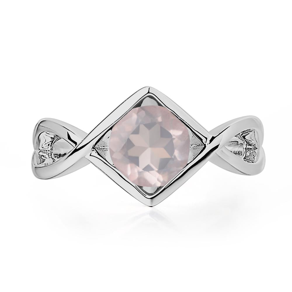Rose Quartz Bezel Set Infinity Solitaire Ring - LUO Jewelry #metal_platinum