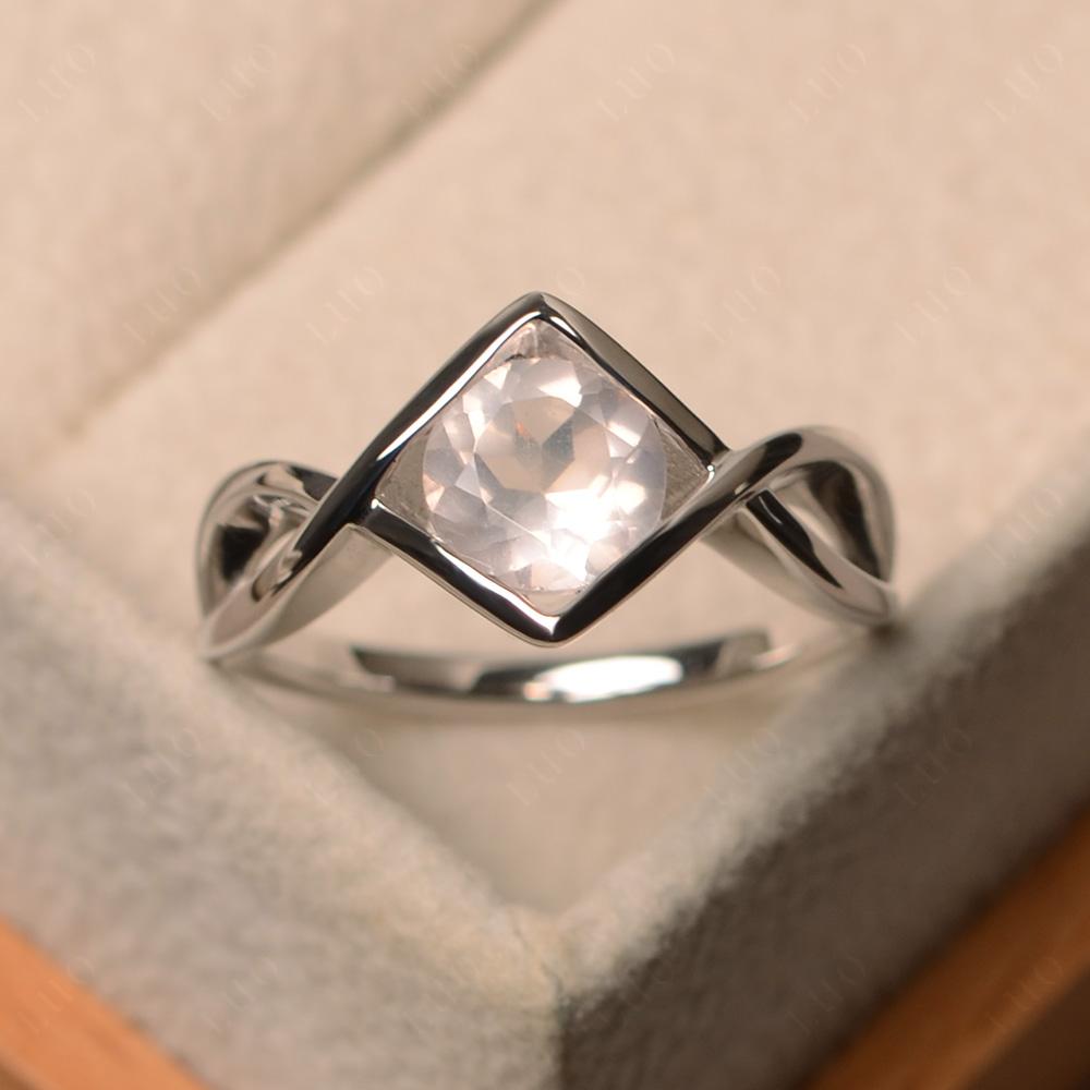 Vintage Rose Quartz Bezel Set Solitaire Ring - LUO Jewelry
