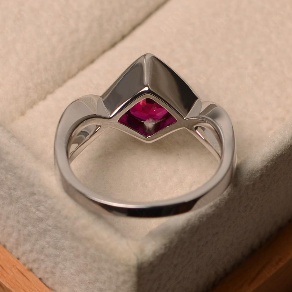 Lab Ruby Bezel Set Infinity Solitaire Ring - LUO Jewelry
