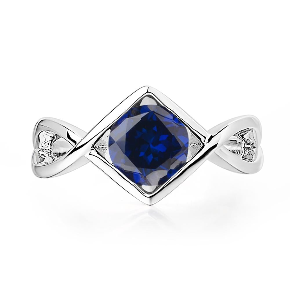 Sapphire Bezel Set Infinity Solitaire Ring - LUO Jewelry #metal_14k white gold
