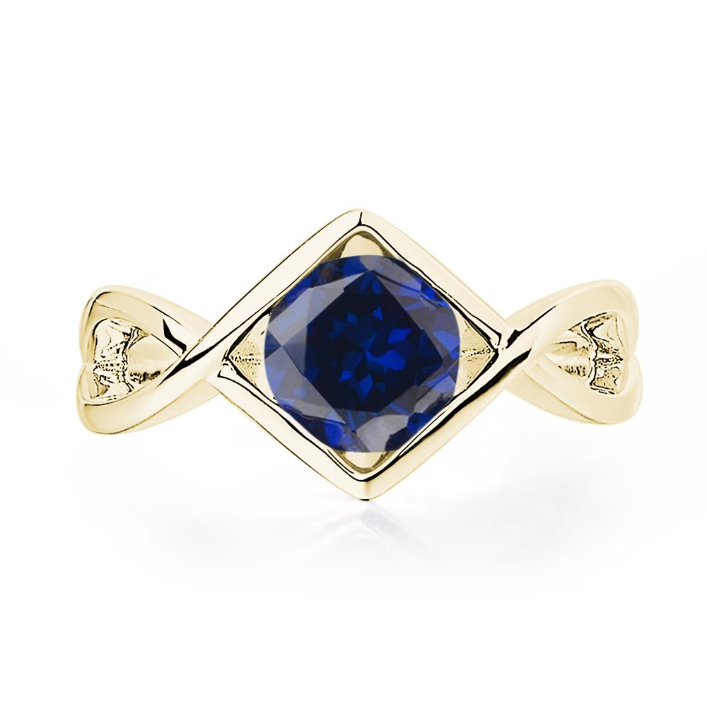 Sapphire Bezel Set Infinity Solitaire Ring - LUO Jewelry #metal_18k yellow gold