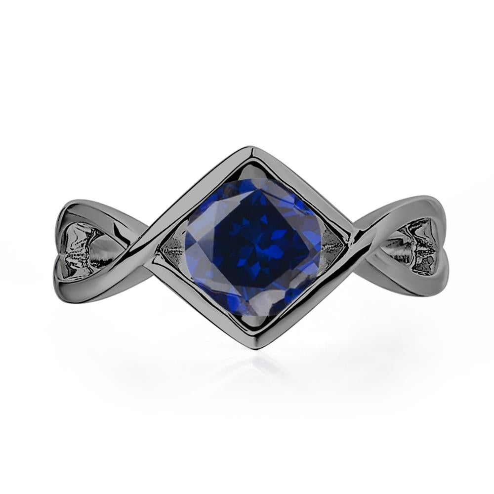 Sapphire Bezel Set Infinity Solitaire Ring - LUO Jewelry #metal_black finish sterling silver