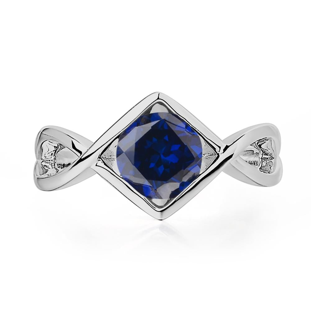 Sapphire Bezel Set Infinity Solitaire Ring - LUO Jewelry #metal_platinum