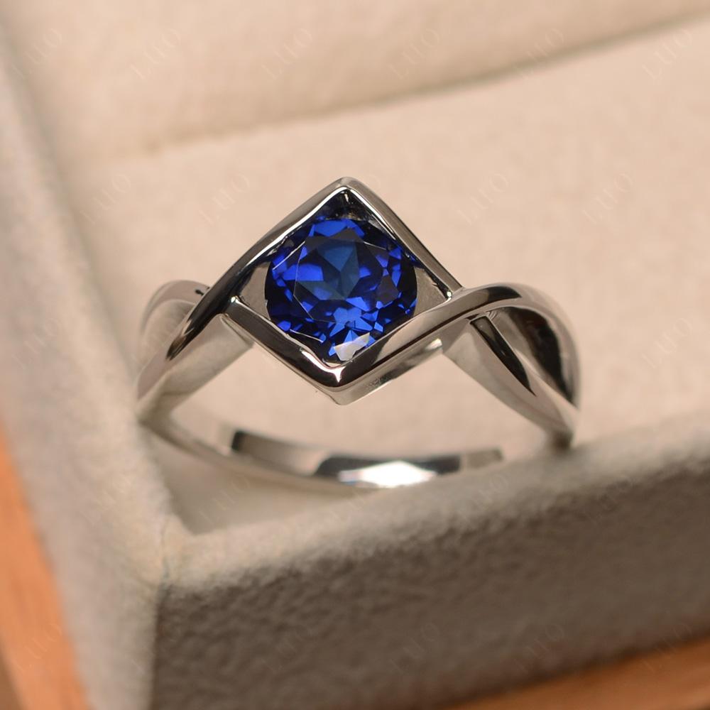 Sapphire Bezel Set Infinity Solitaire Ring - LUO Jewelry