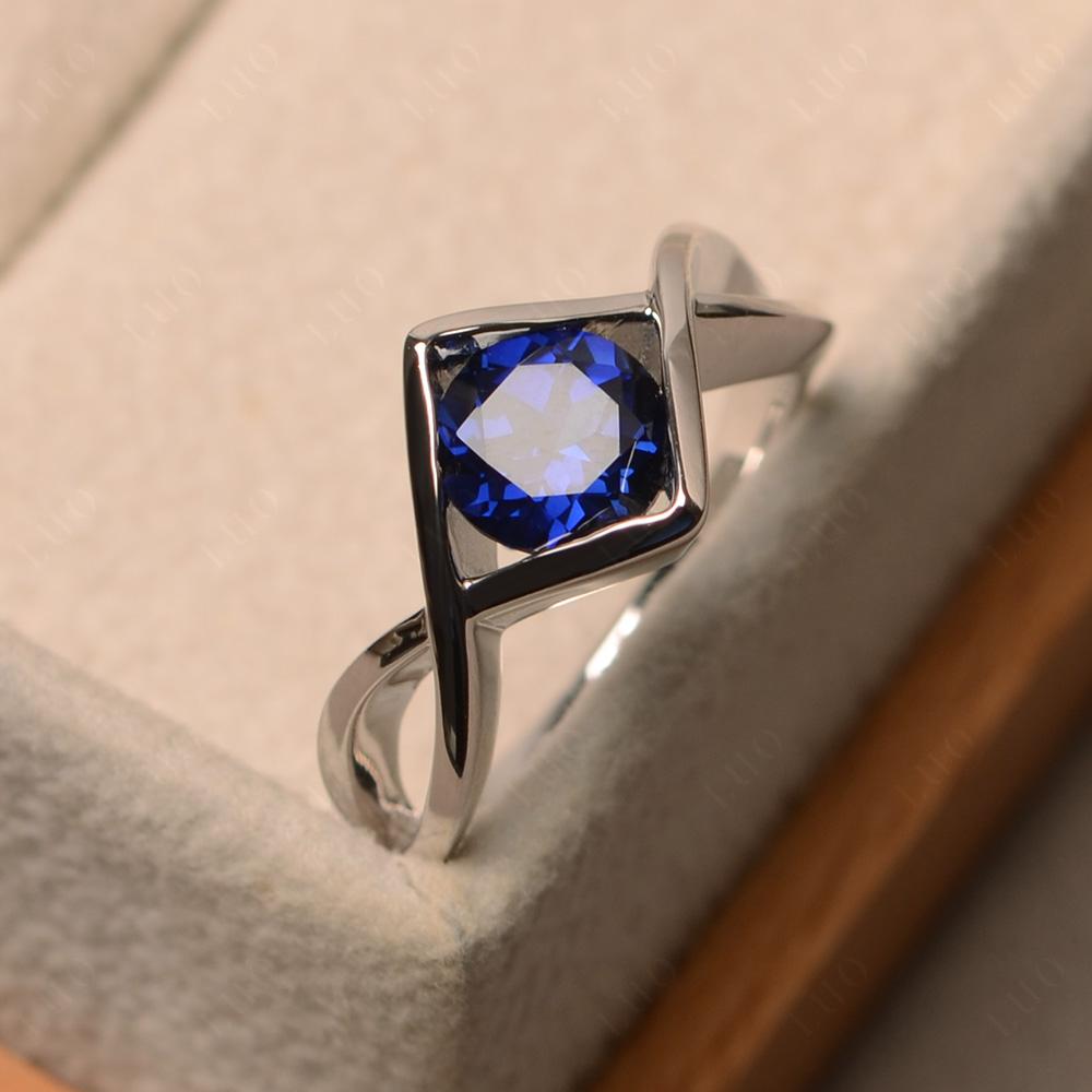 Sapphire Bezel Set Infinity Solitaire Ring - LUO Jewelry