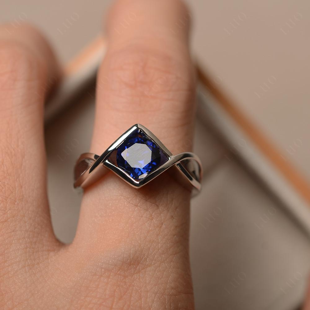 Sapphire Bezel Set Infinity Solitaire Ring - LUO Jewelry