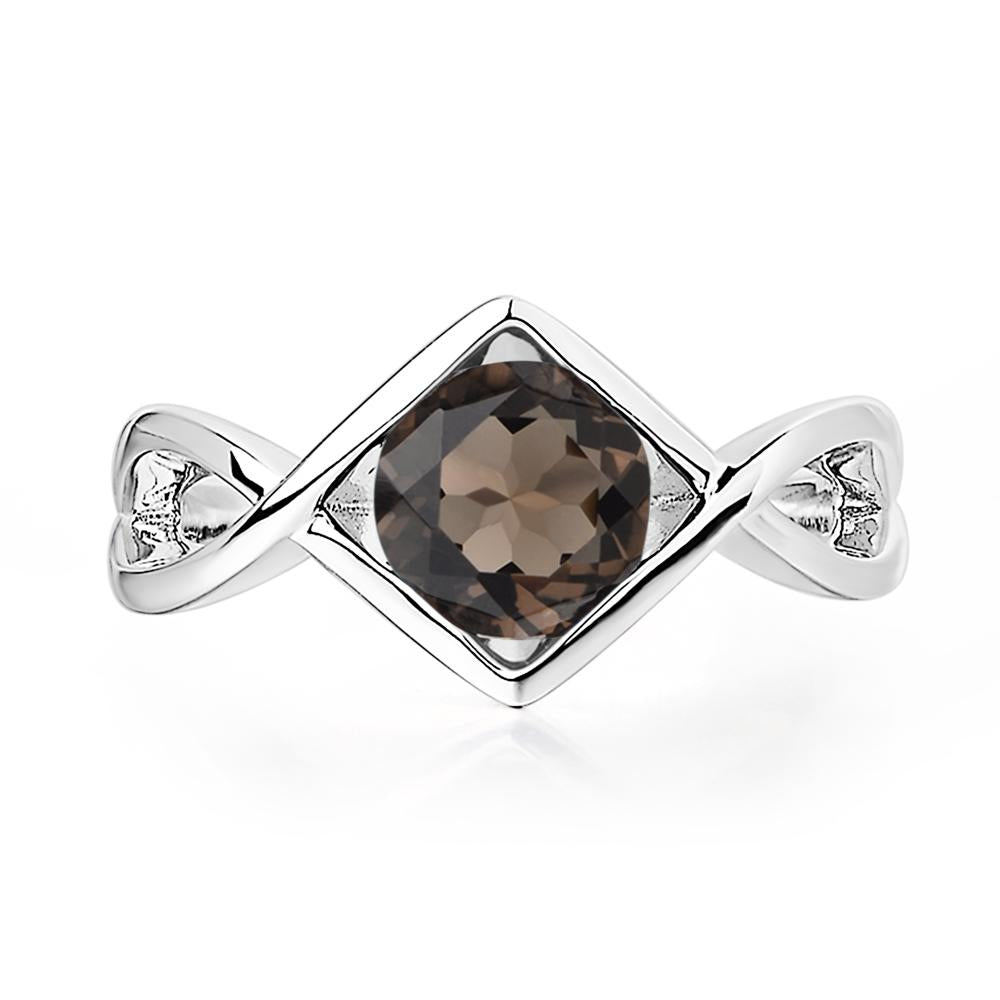 Smoky Quartz Bezel Set Infinity Solitaire Ring - LUO Jewelry #metal_18k white gold