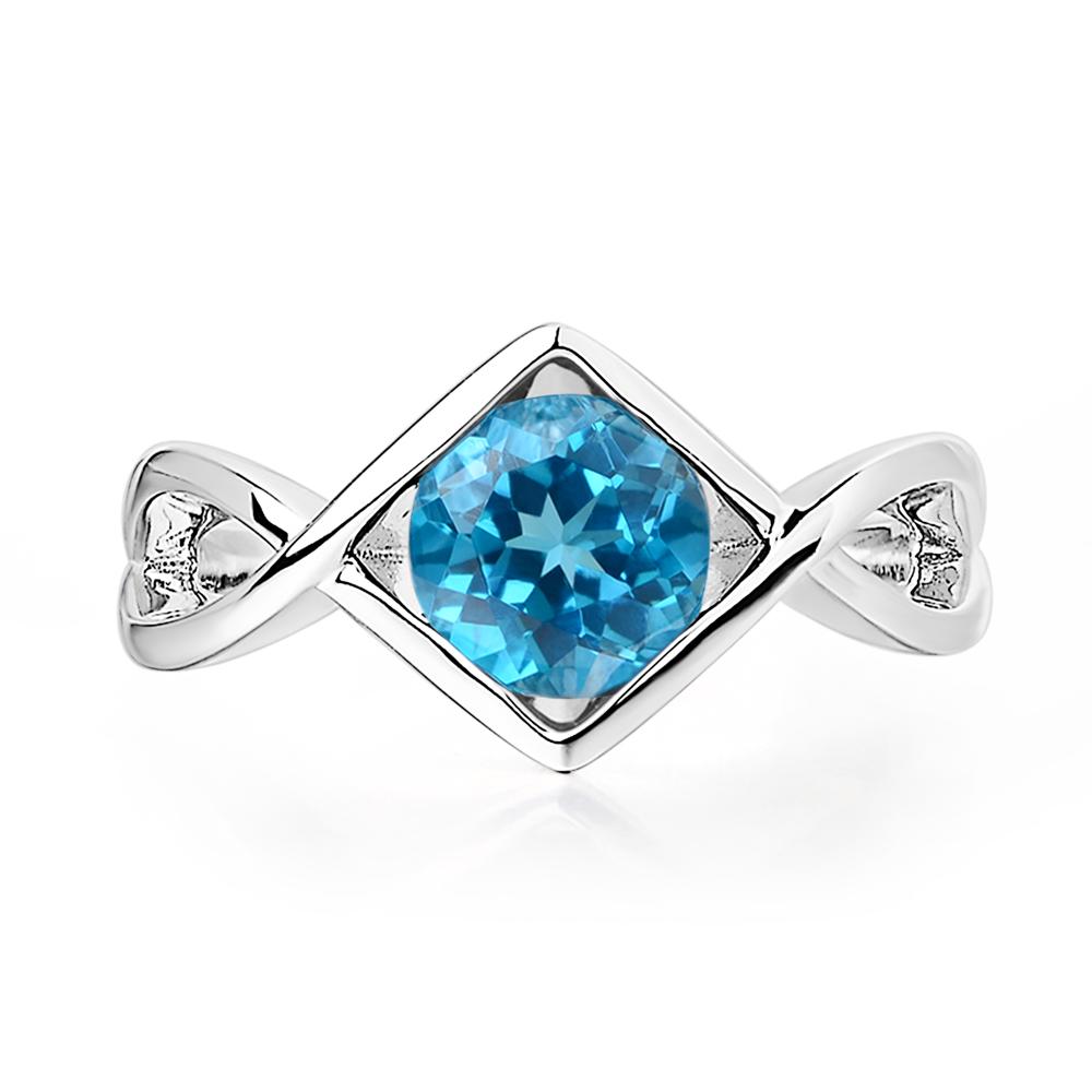 Swiss Blue Topaz Bezel Set Infinity Solitaire Ring - LUO Jewelry #metal_14k white gold