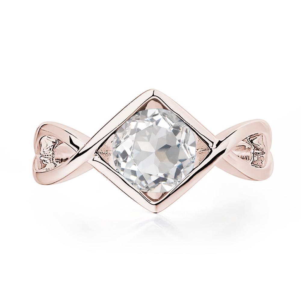 White Topaz Bezel Set Infinity Solitaire Ring - LUO Jewelry #metal_14k rose gold