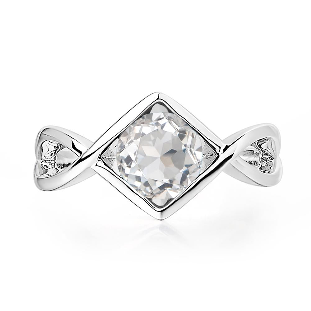 White Topaz Bezel Set Infinity Solitaire Ring - LUO Jewelry #metal_14k white gold