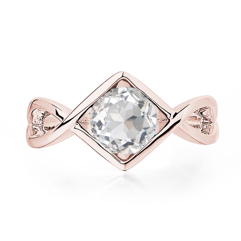 White Topaz Bezel Set Infinity Solitaire Ring - LUO Jewelry #metal_18k rose gold