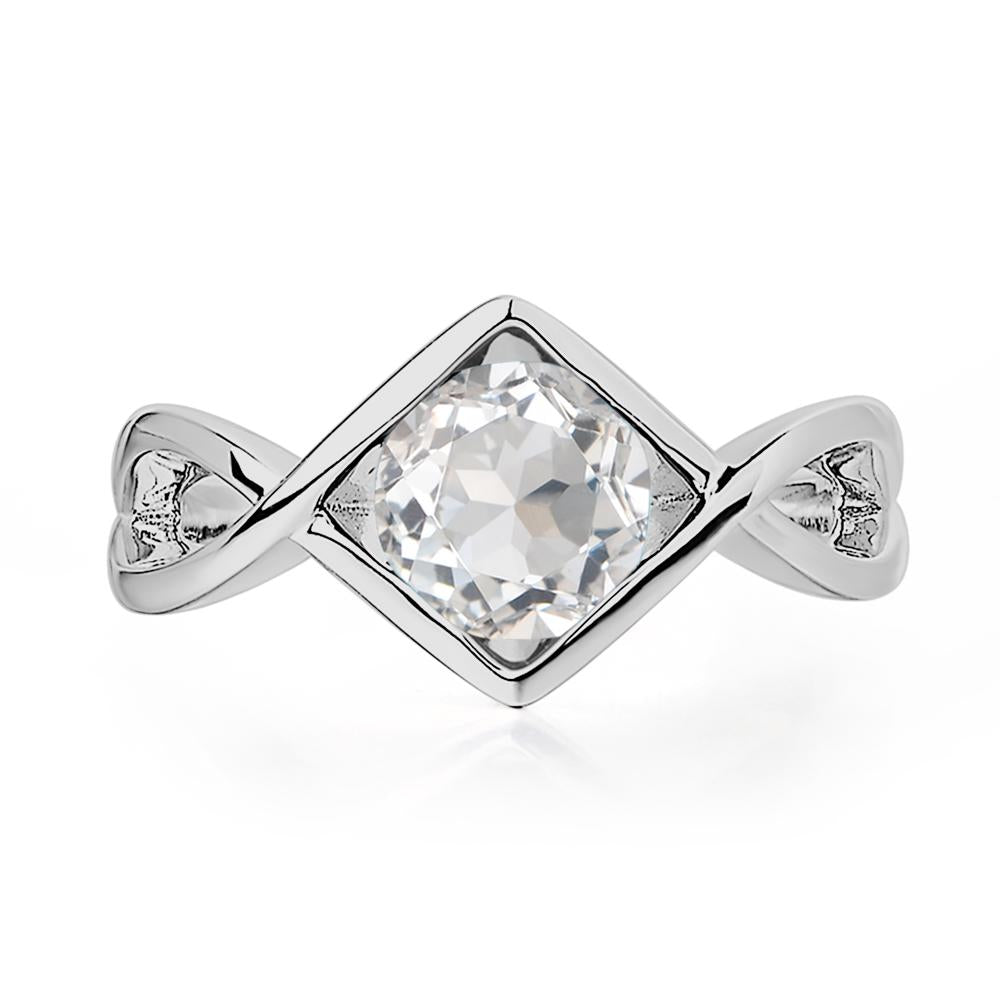 White Topaz Bezel Set Infinity Solitaire Ring - LUO Jewelry #metal_platinum