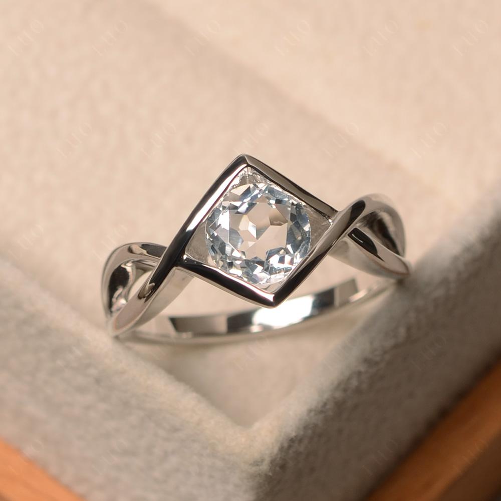 Vintage White Topaz Bezel Set Solitaire Ring - LUO Jewelry