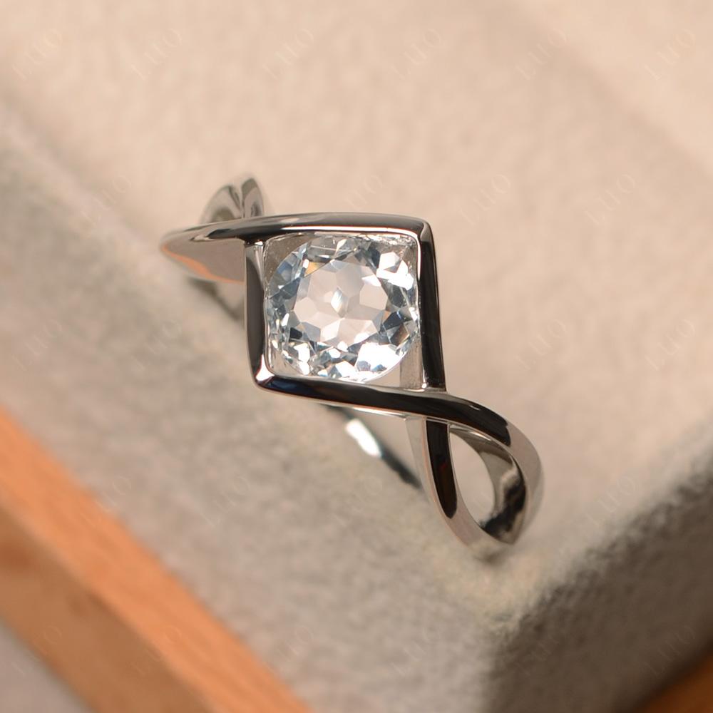 Vintage White Topaz Bezel Set Solitaire Ring - LUO Jewelry