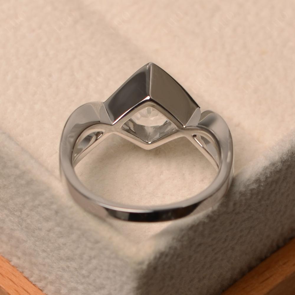 Vintage White Topaz Bezel Set Solitaire Ring - LUO Jewelry