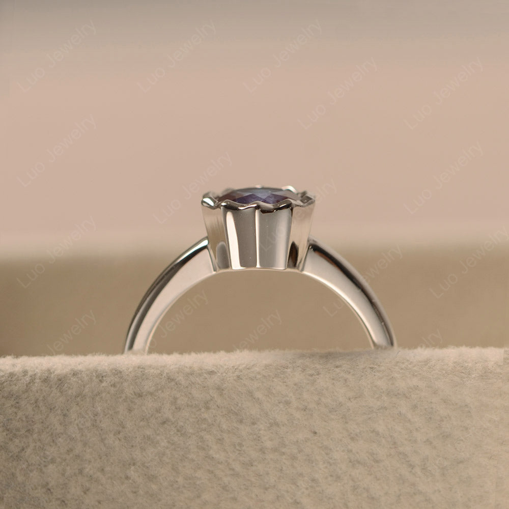 Alexandrite Bezel Set Solitaire Engagement Ring - LUO Jewelry