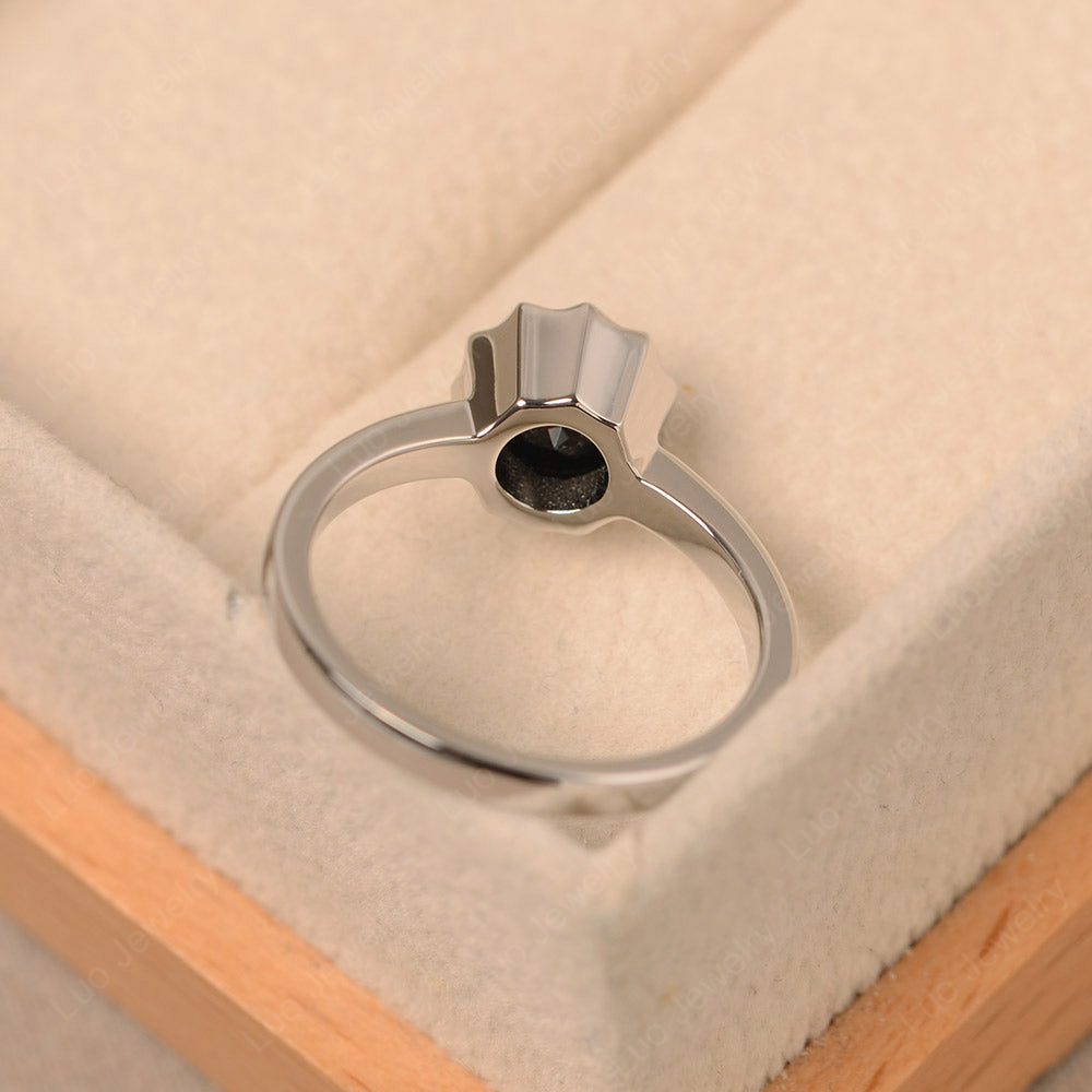 Black Spinel Bezel Set Solitaire Engagement Ring - LUO Jewelry