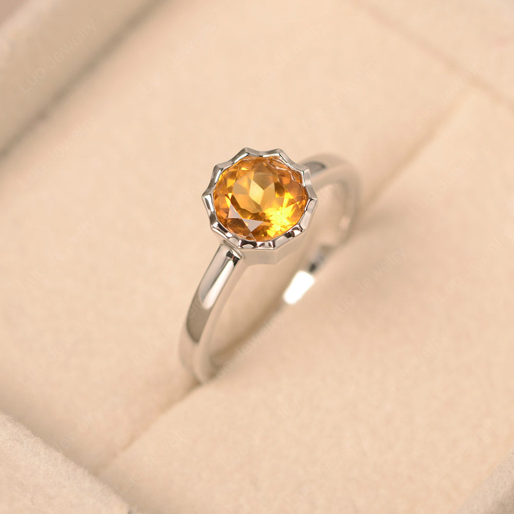 Citrine Bezel Set Solitaire Engagement Ring - LUO Jewelry