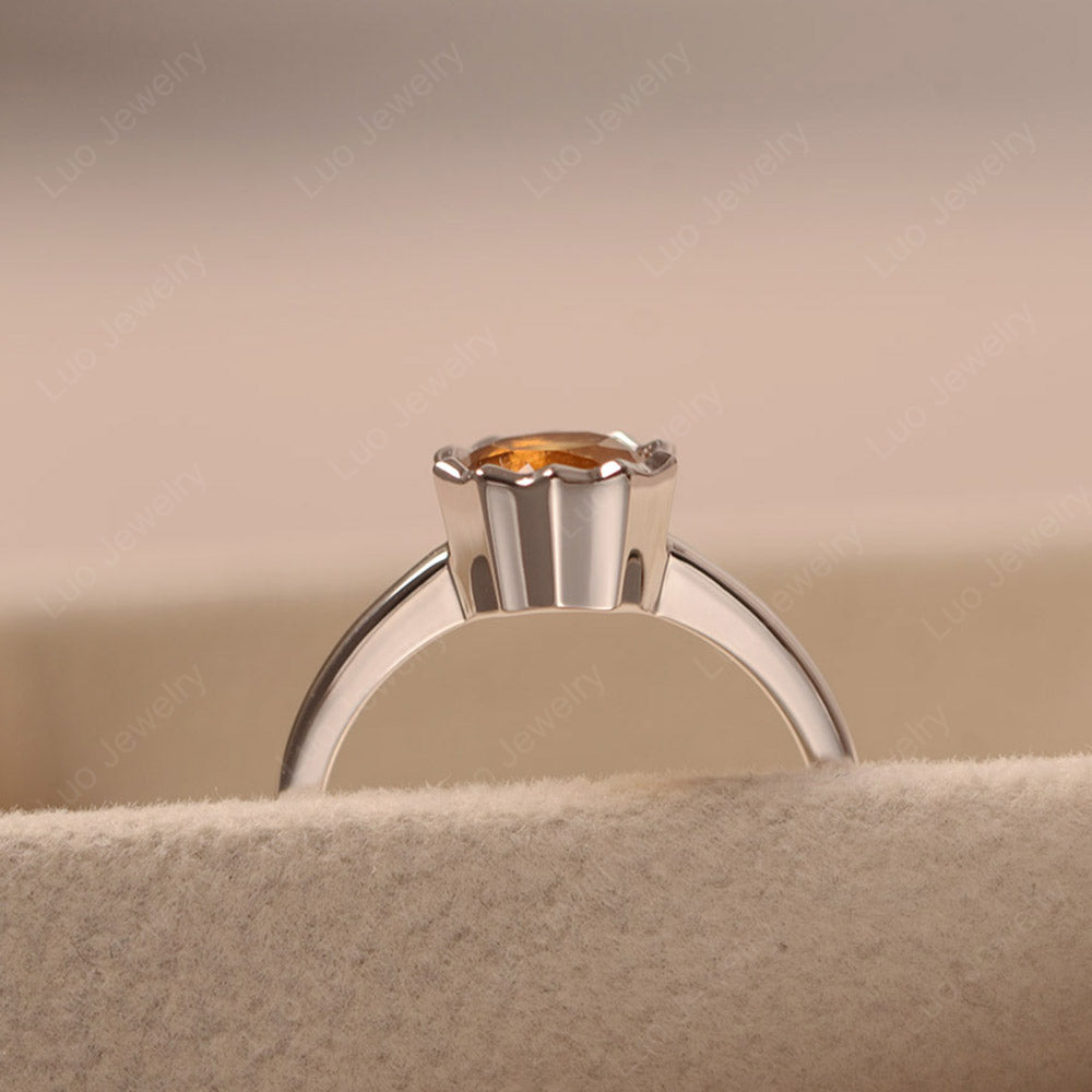 Citrine Bezel Set Solitaire Engagement Ring - LUO Jewelry