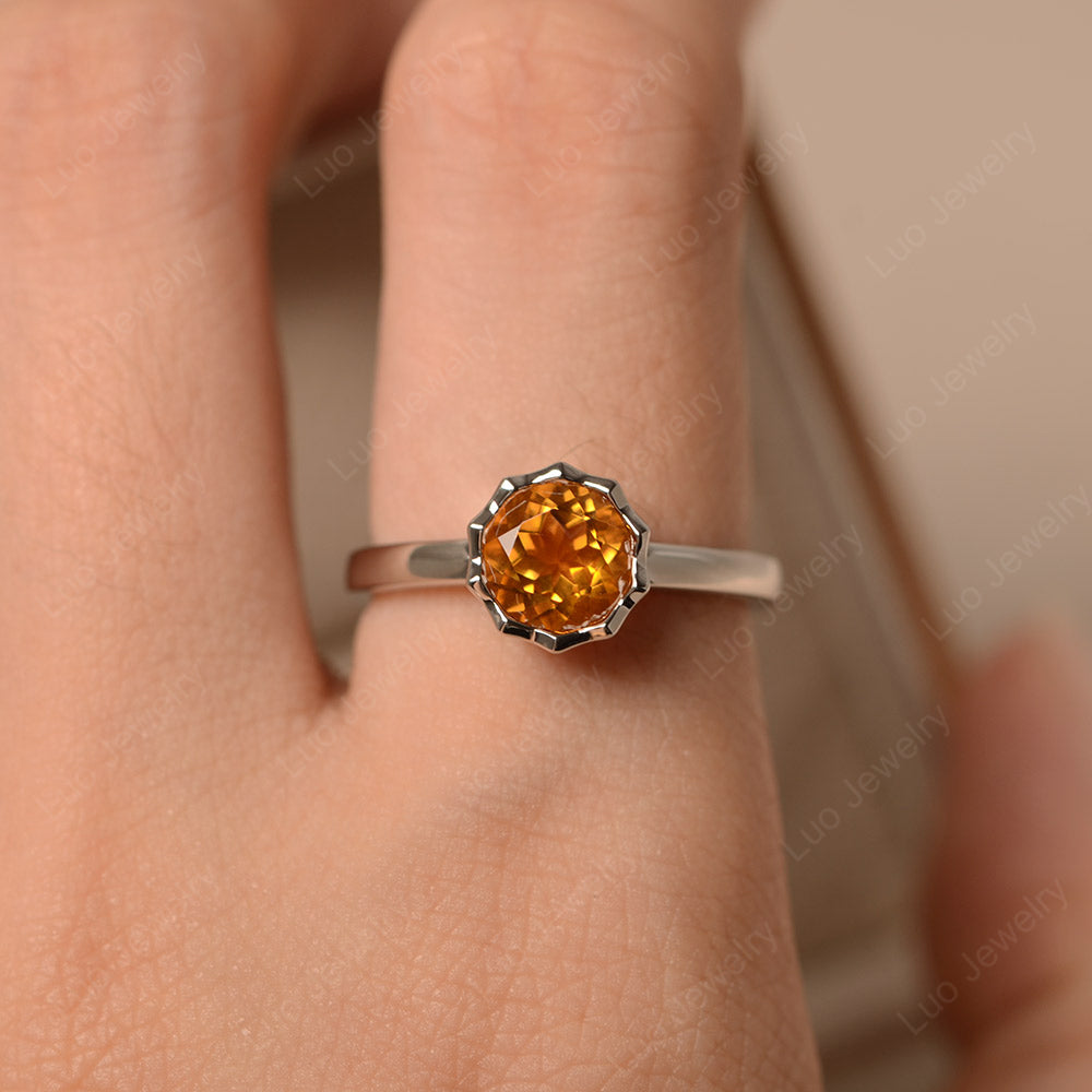 Citrine Bezel Set Solitaire Engagement Ring - LUO Jewelry