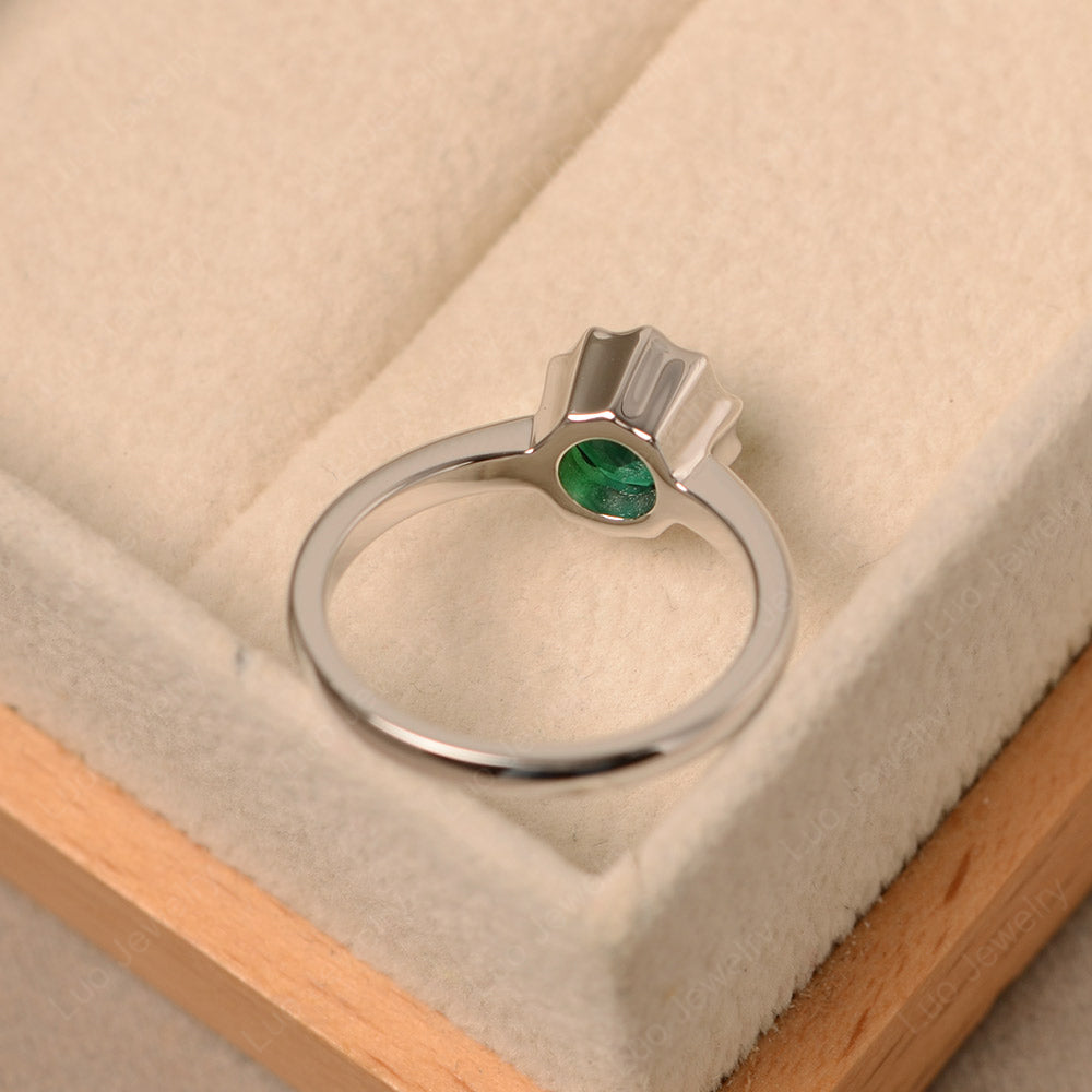 Lab Emerald Bezel Set Solitaire Engagement Ring - LUO Jewelry