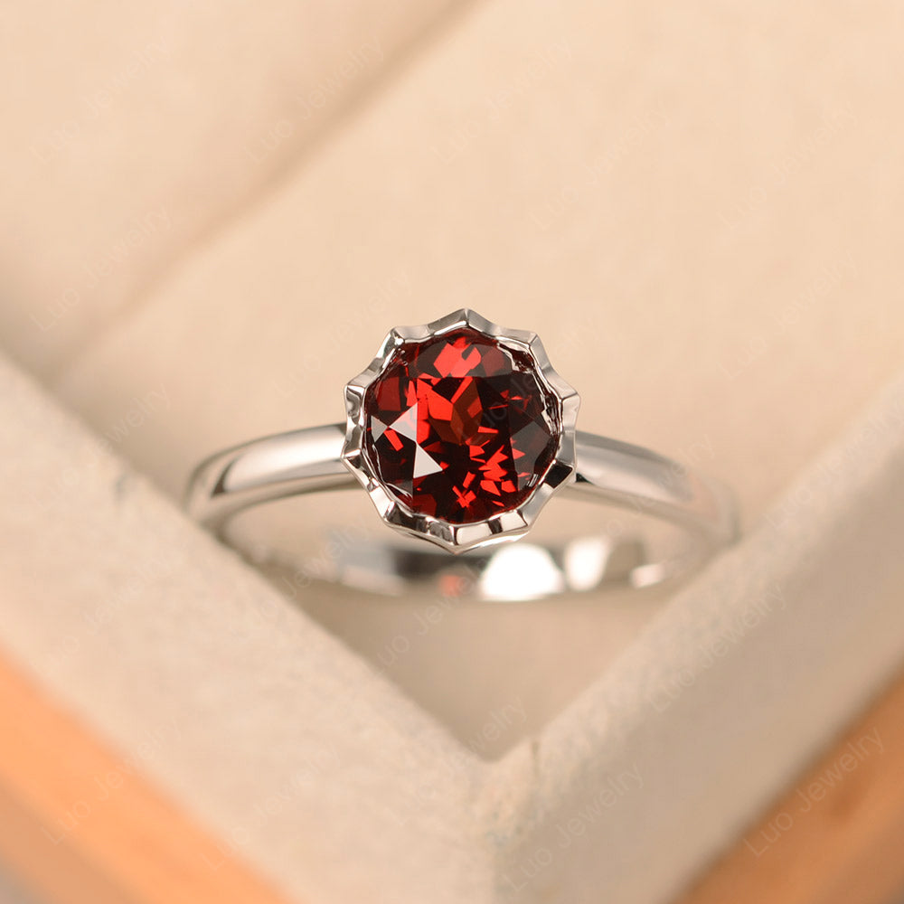 Garnet Bezel Set Solitaire Engagement Ring - LUO Jewelry