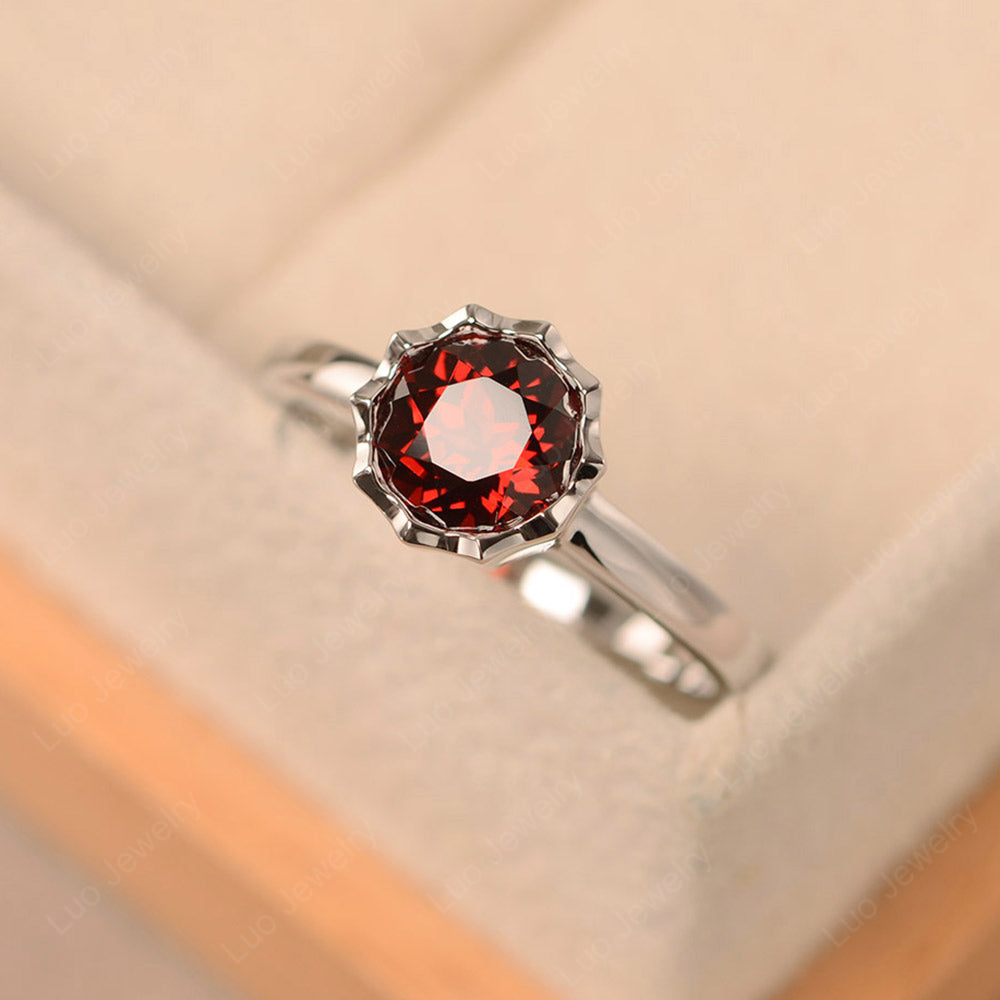 Garnet Bezel Set Solitaire Engagement Ring - LUO Jewelry