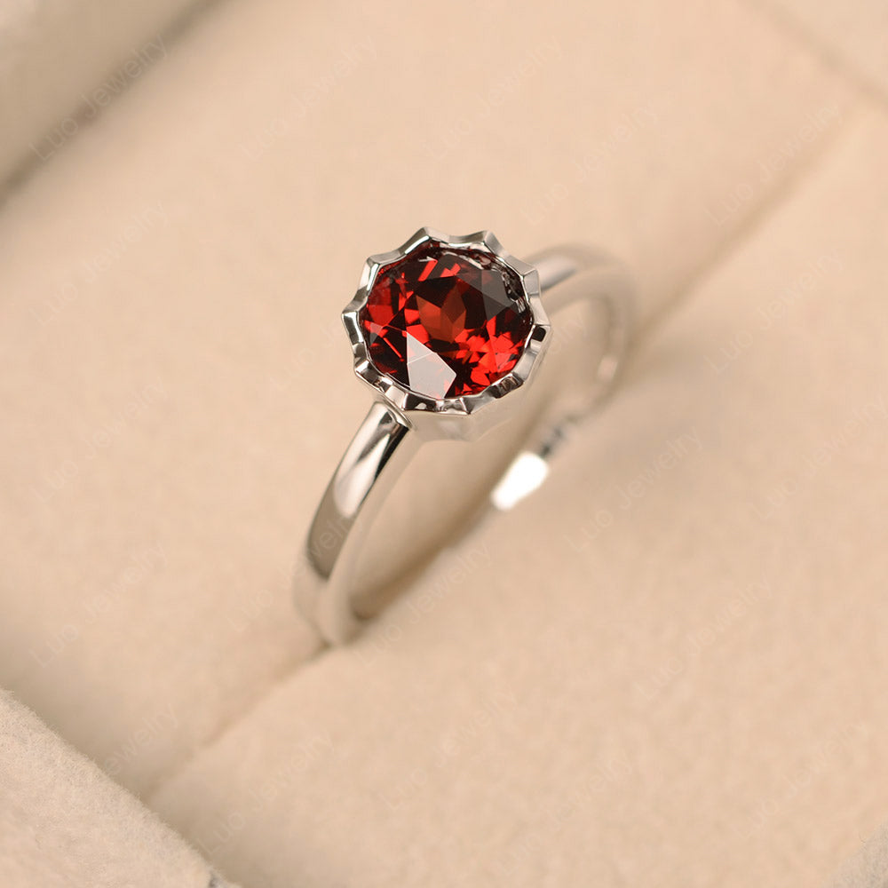 Garnet Bezel Set Solitaire Engagement Ring - LUO Jewelry