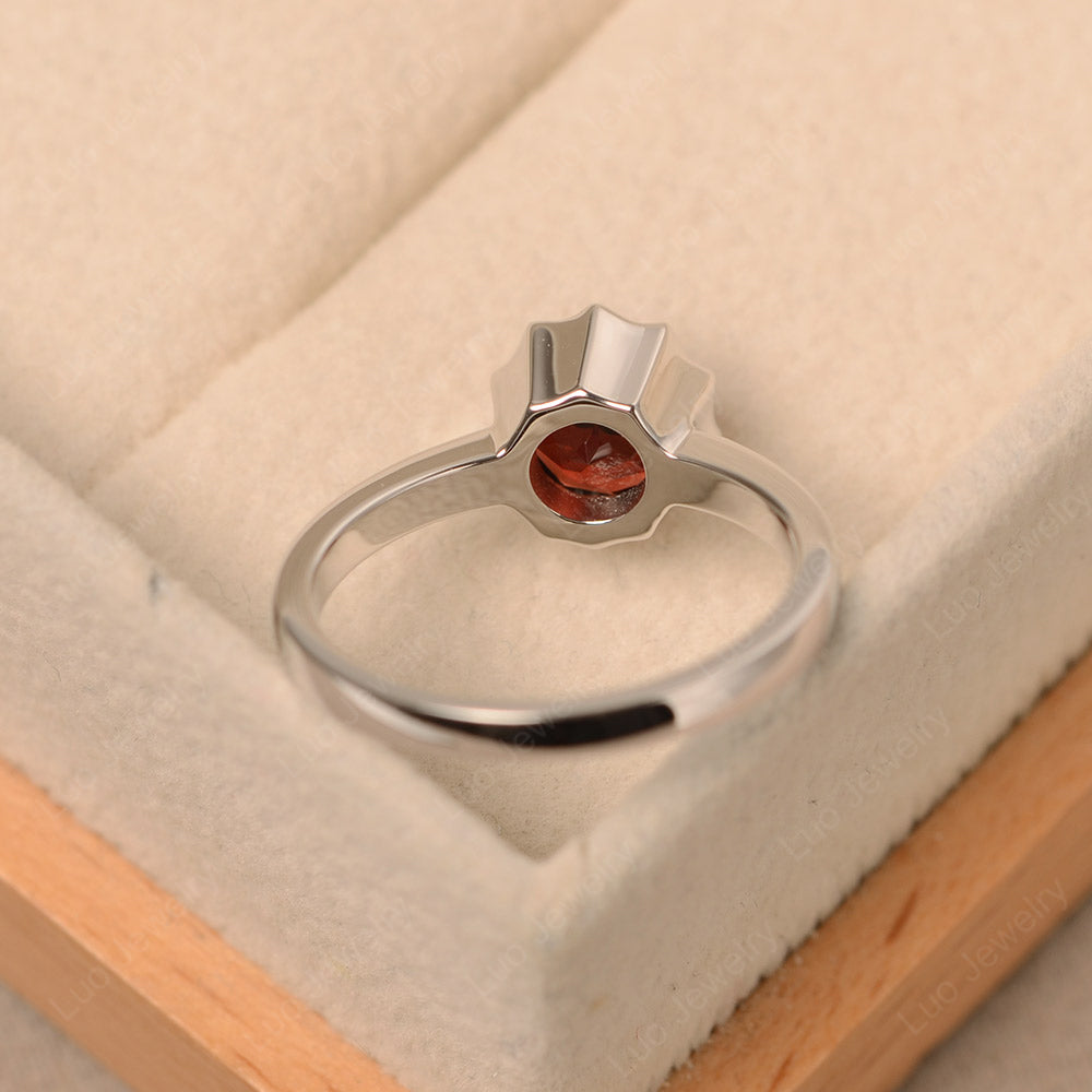 Garnet Bezel Set Solitaire Engagement Ring - LUO Jewelry