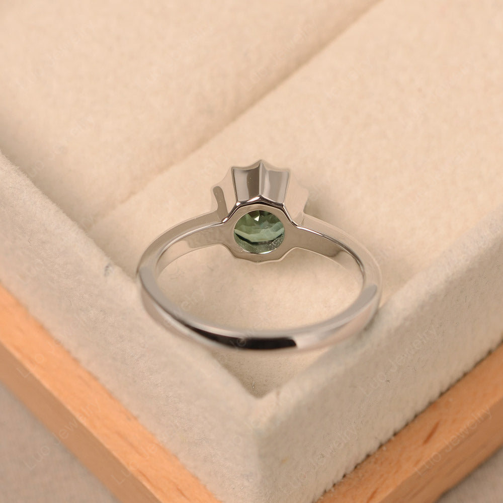 Green Sapphire Bezel Set Solitaire Engagement Ring - LUO Jewelry