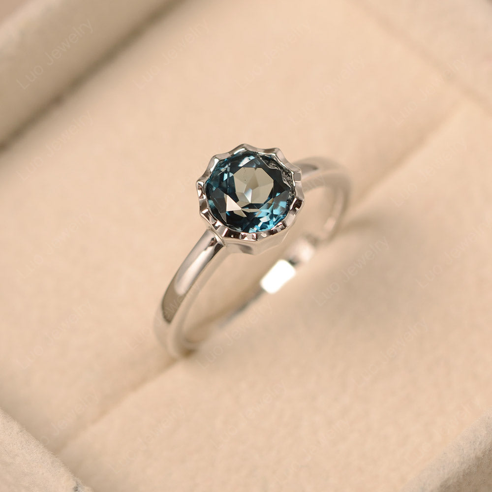 London Blue Topaz Bezel Set Solitaire Engagement Ring - LUO Jewelry