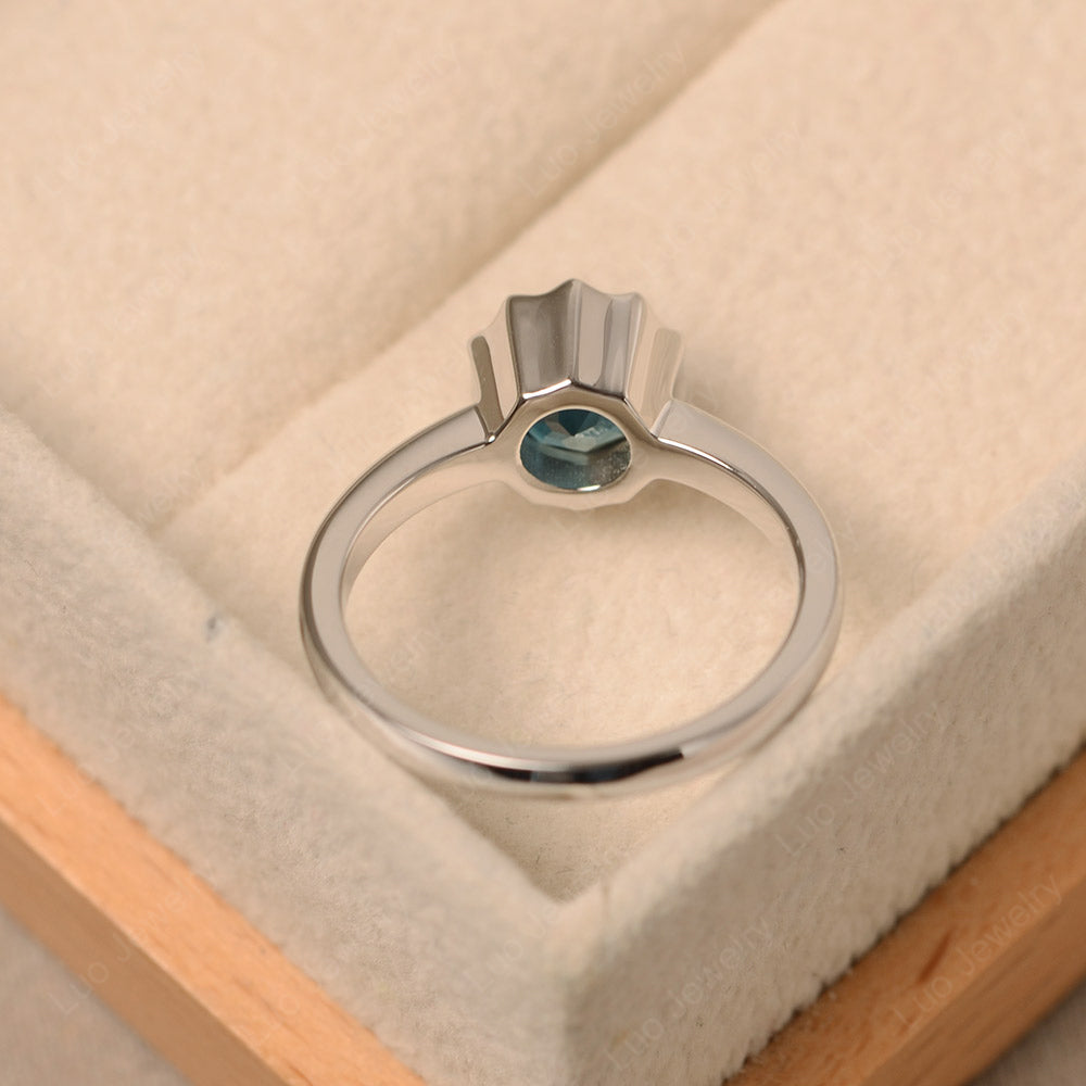 London Blue Topaz Bezel Set Solitaire Engagement Ring - LUO Jewelry